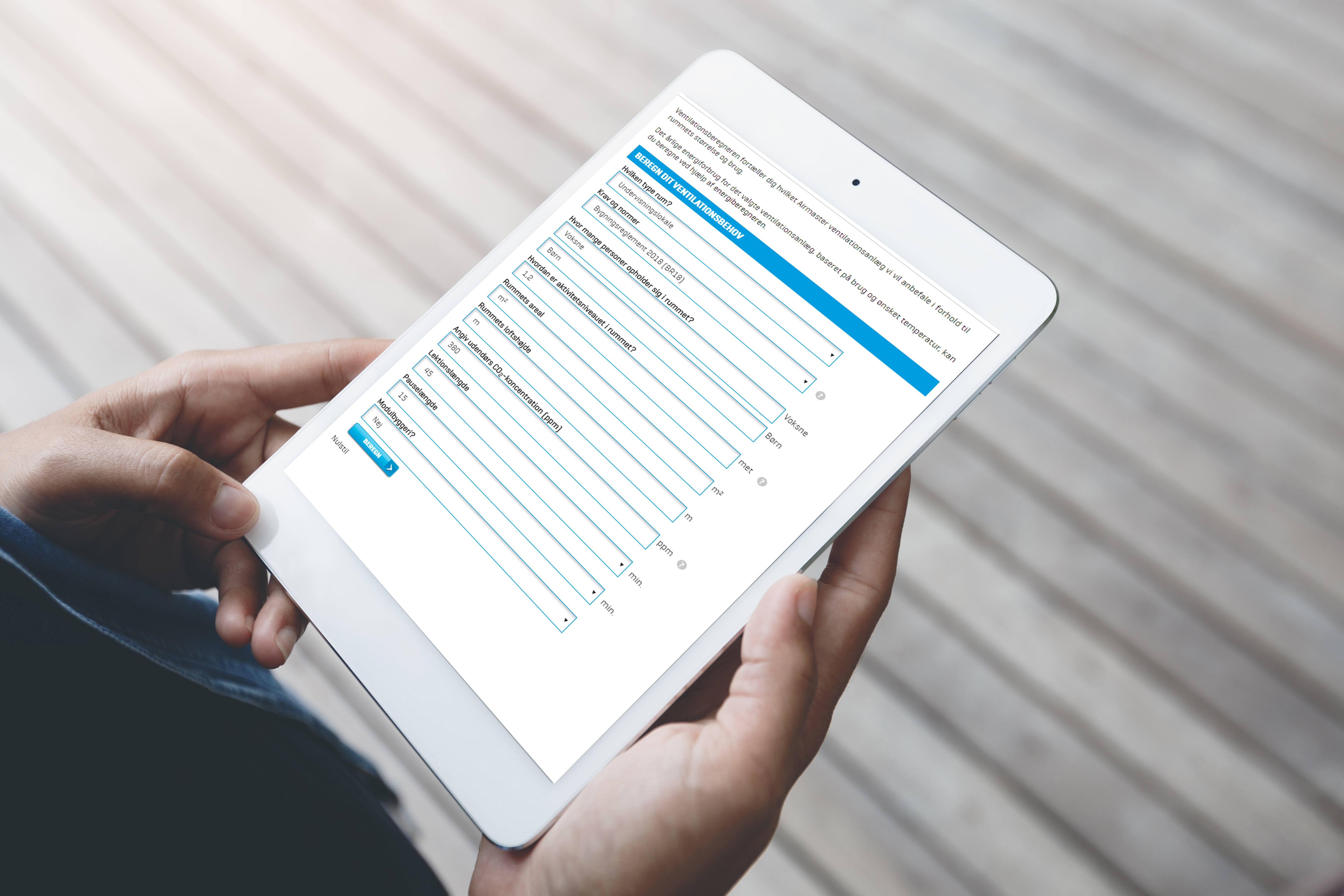 Beregn ventilasjonskapasitet